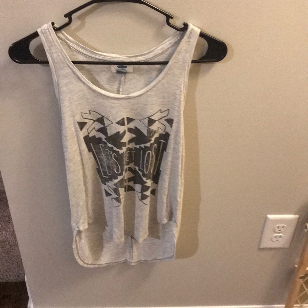 “Let’s get lost” distressed tank